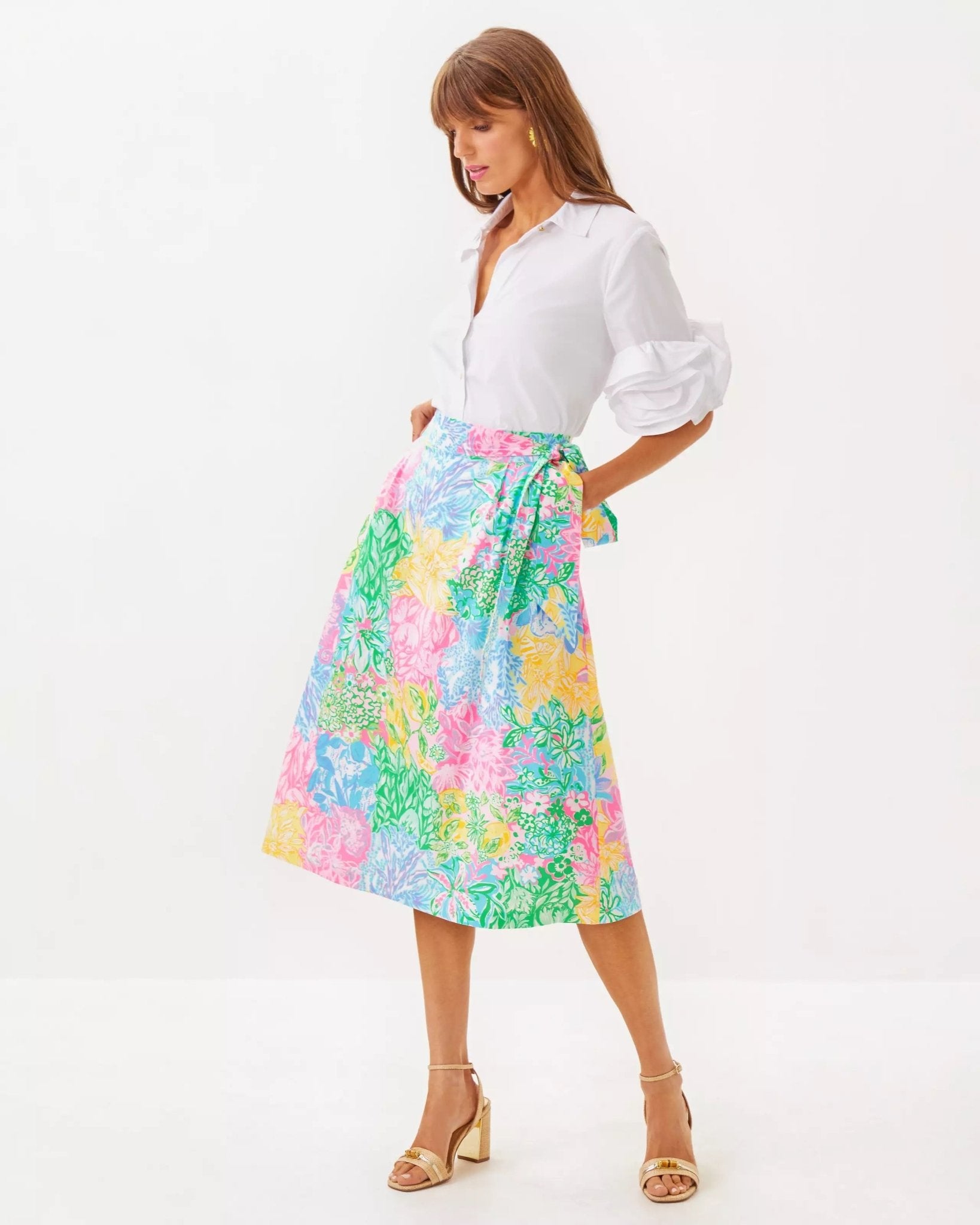 The Flower Lilly ShirtWomen - Tops - Tunics & ShirtsLILLY PULITZERThe Printed Peach Savannah