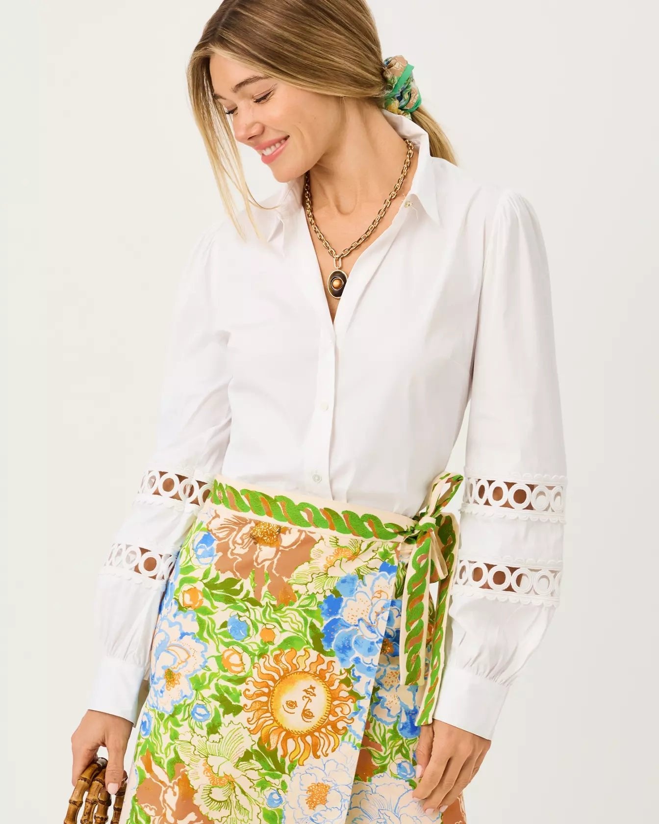 The Lace Inset Lilly ShirtLILLY PULITZERThe Printed Peach Savannah