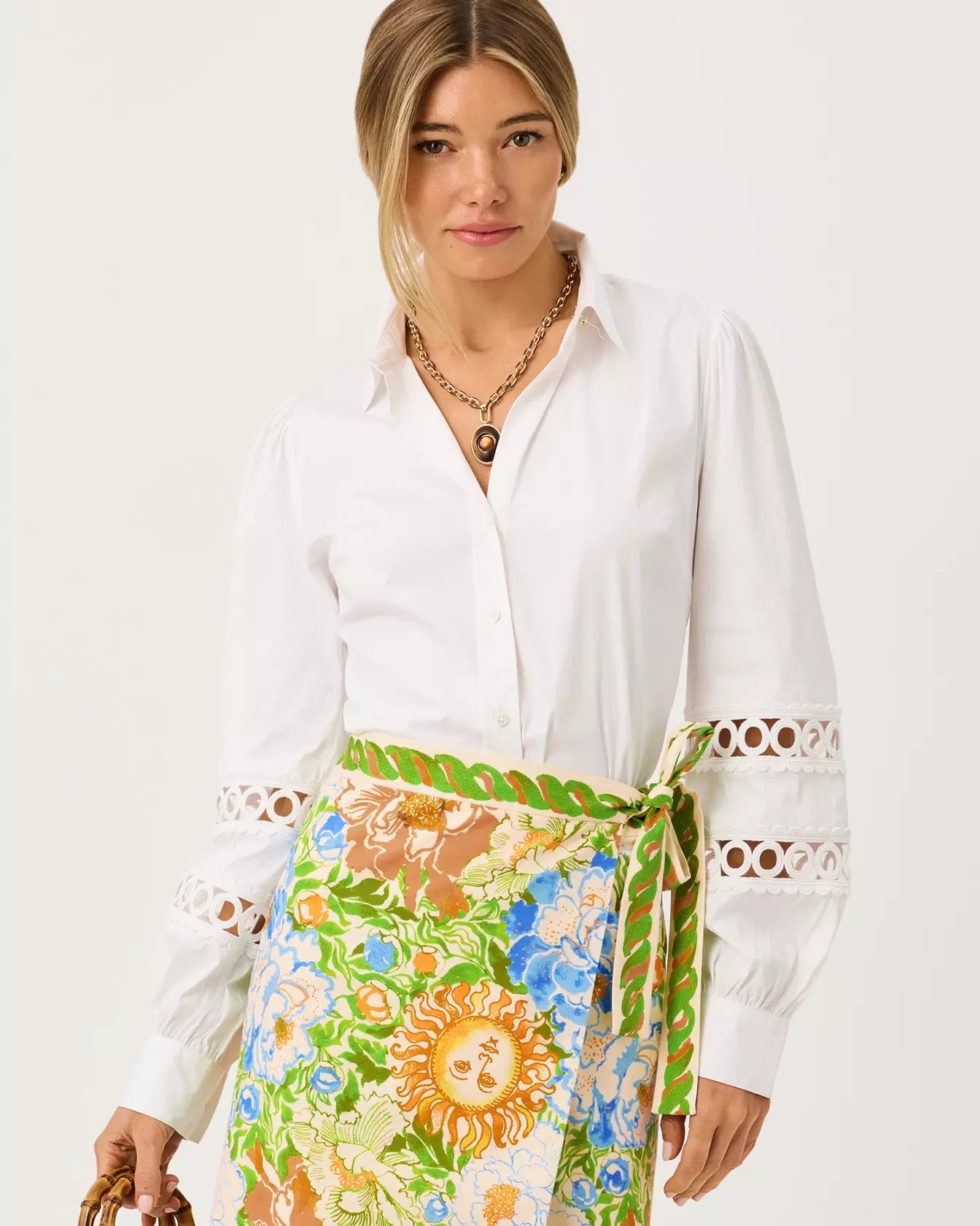 The Lace Inset Lilly ShirtLILLY PULITZERThe Printed Peach Savannah