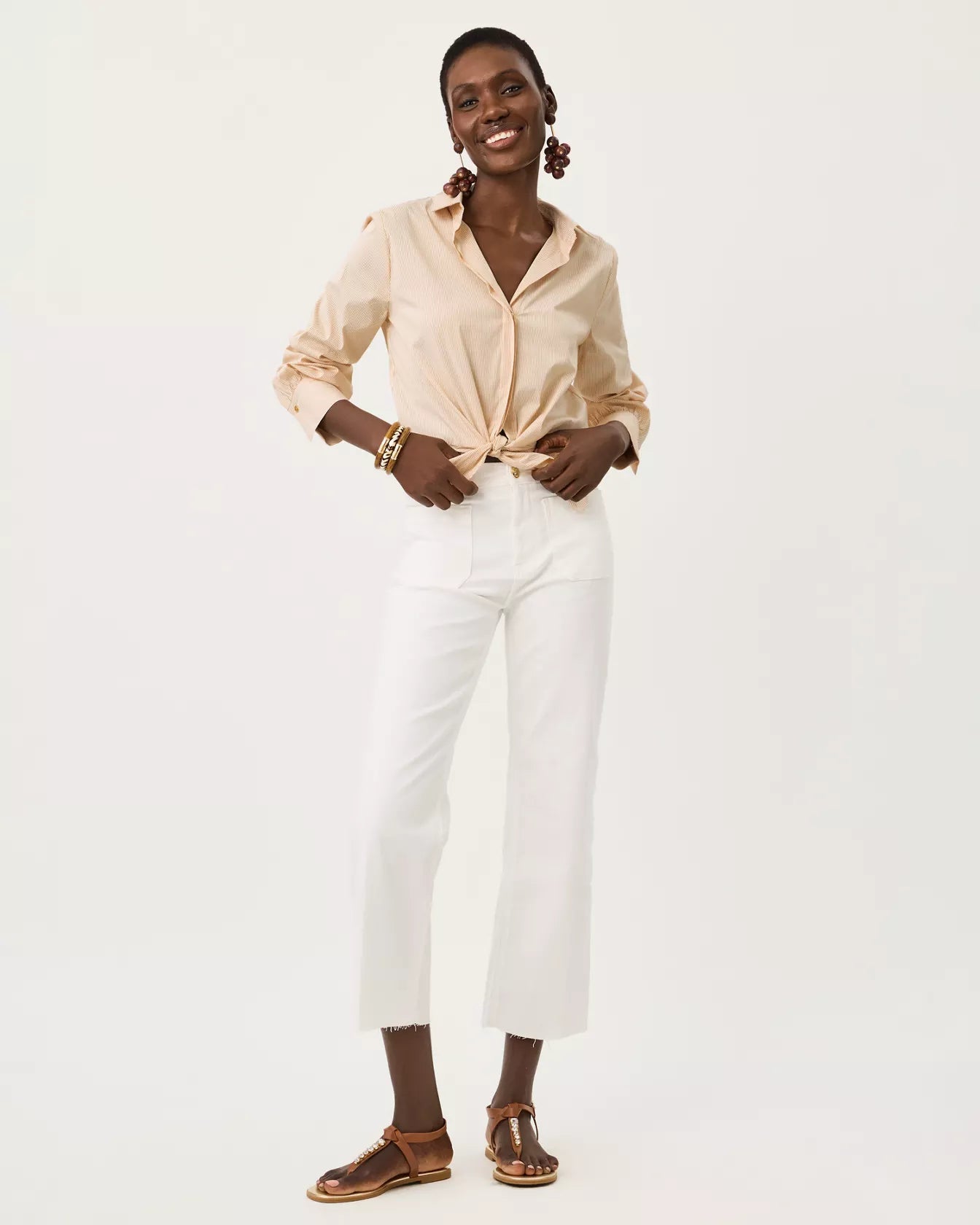 The Tie Lilly ShirtWomen - Tops - Tunics & ShirtsLILLY PULITZERThe Printed Peach Savannah