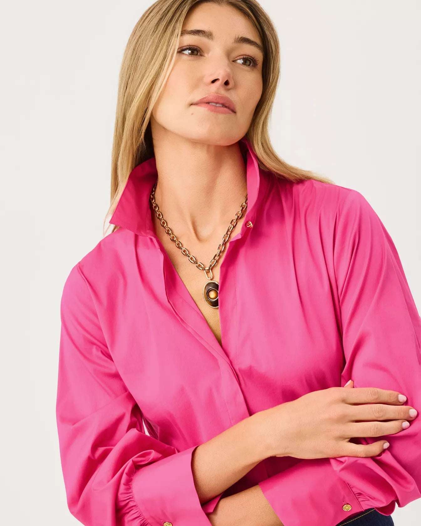 The Tie Lilly ShirtWomen - Tops - BlousesLILLY PULITZERThe Printed Peach Savannah