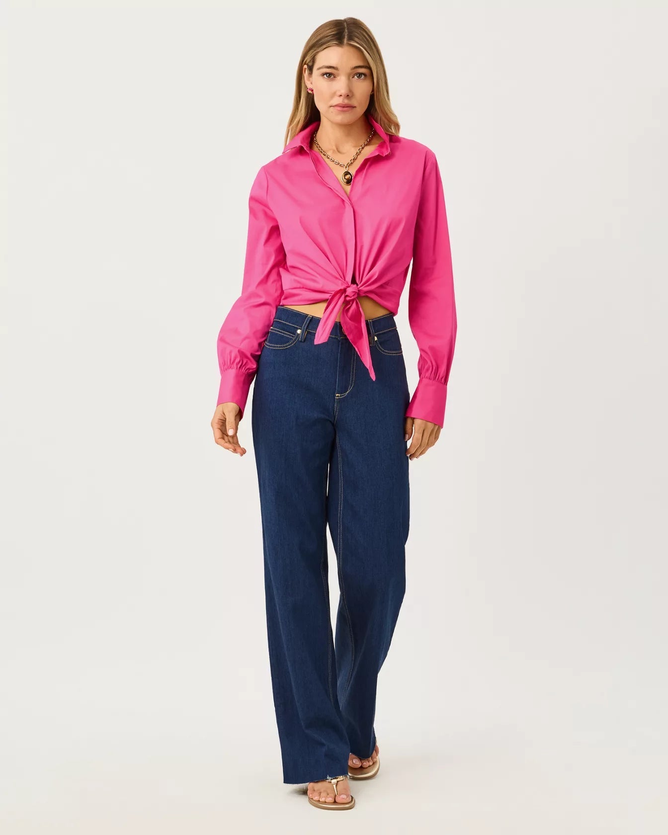 The Tie Lilly ShirtWomen - Tops - BlousesLILLY PULITZERThe Printed Peach Savannah