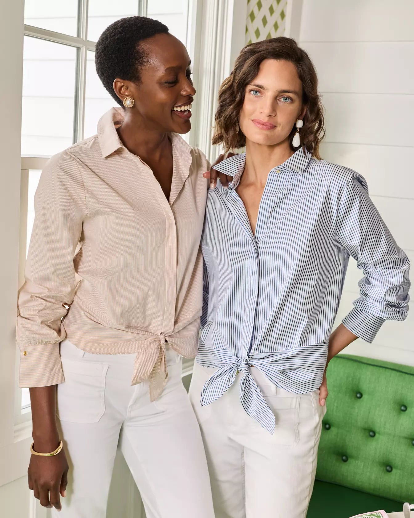 The Tie Lilly ShirtWomen - Tops - Tunics & ShirtsLILLY PULITZERThe Printed Peach Savannah