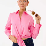 The Tie Lilly ShirtWomen - Tops - Tunics & ShirtsLILLY PULITZERThe Printed Peach Savannah
