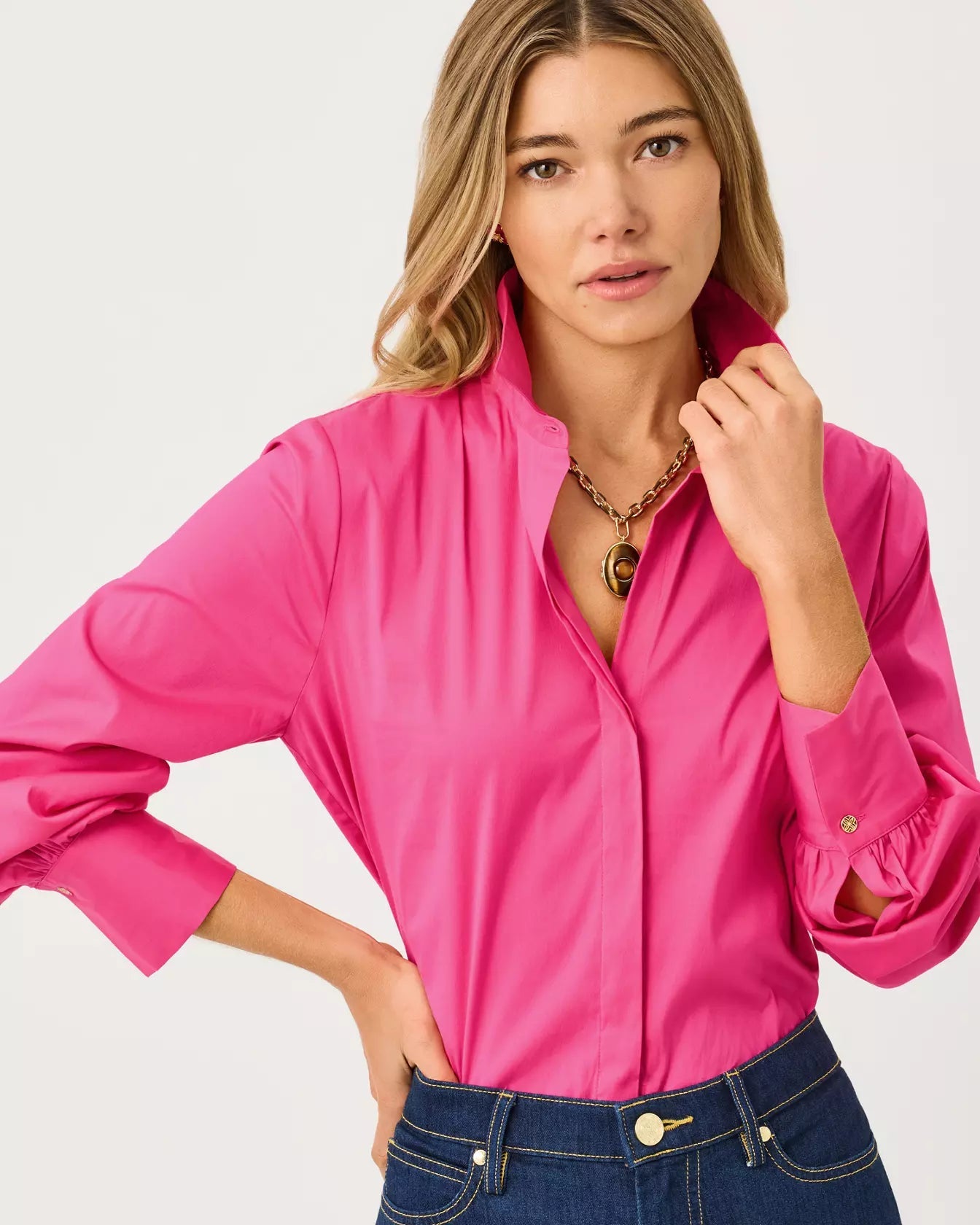 The Tie Lilly ShirtWomen - Tops - BlousesLILLY PULITZERThe Printed Peach Savannah