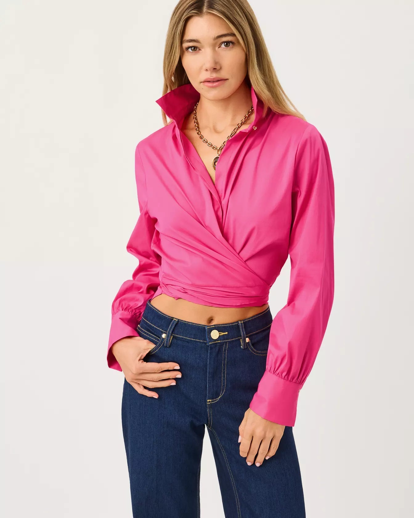 The Tie Lilly ShirtWomen - Tops - BlousesLILLY PULITZERThe Printed Peach Savannah
