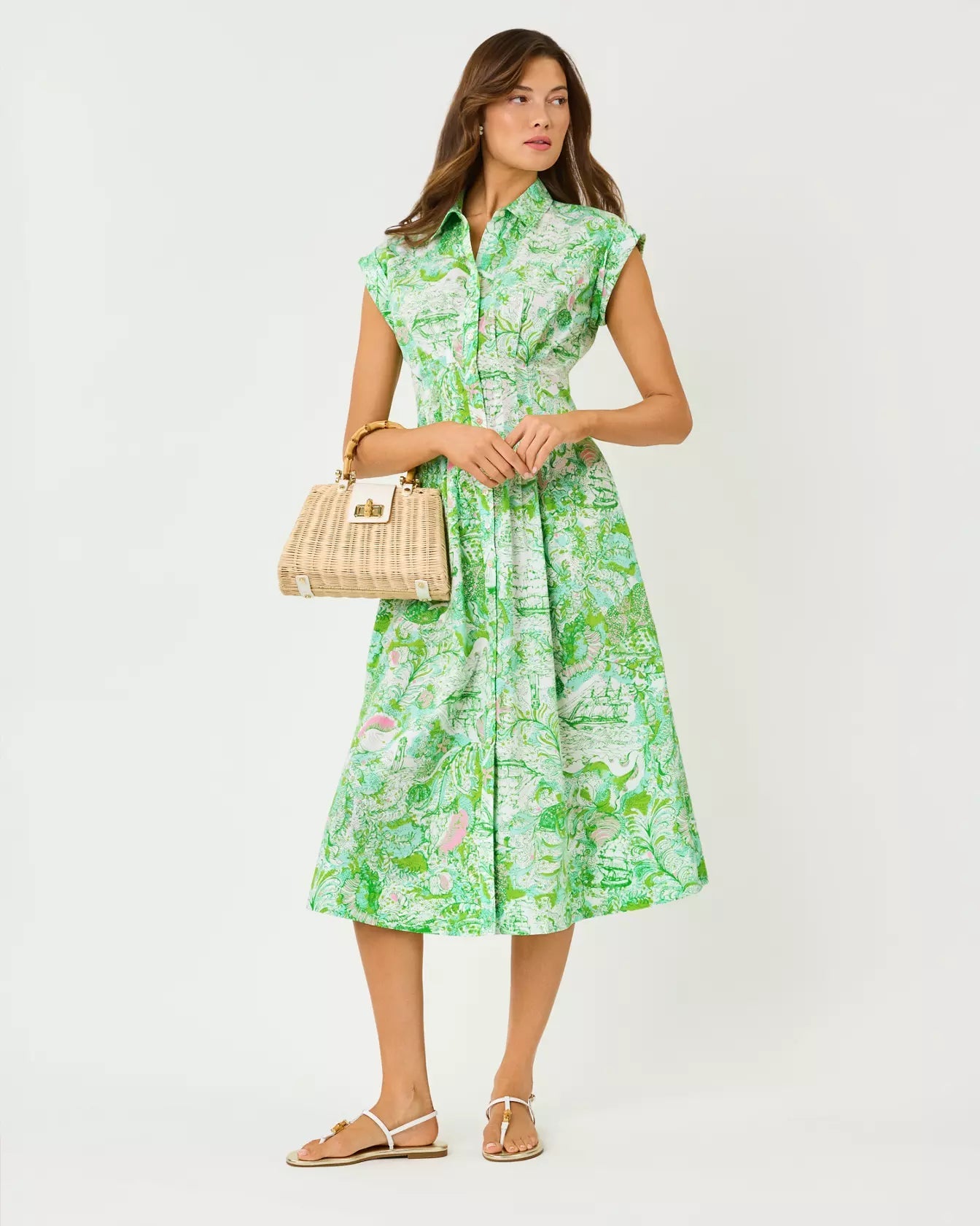 Tonya Midi ShirtdressWomens - DressesLILLY PULITZERThe Printed Peach Savannah