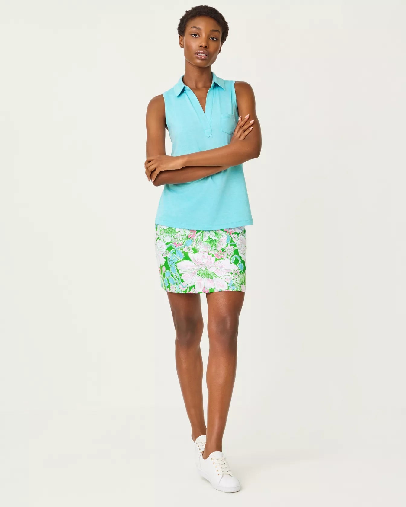 UPF 50+ Dune Sleeveless PoloActive - Active Tops - TanksLILLY PULITZERThe Printed Peach Savannah