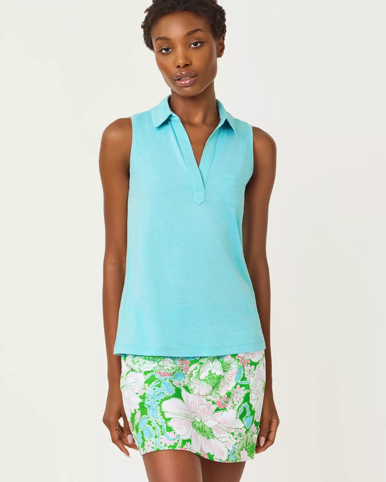 UPF 50+ Dune Sleeveless PoloActive - Active Tops - TanksLILLY PULITZERThe Printed Peach Savannah