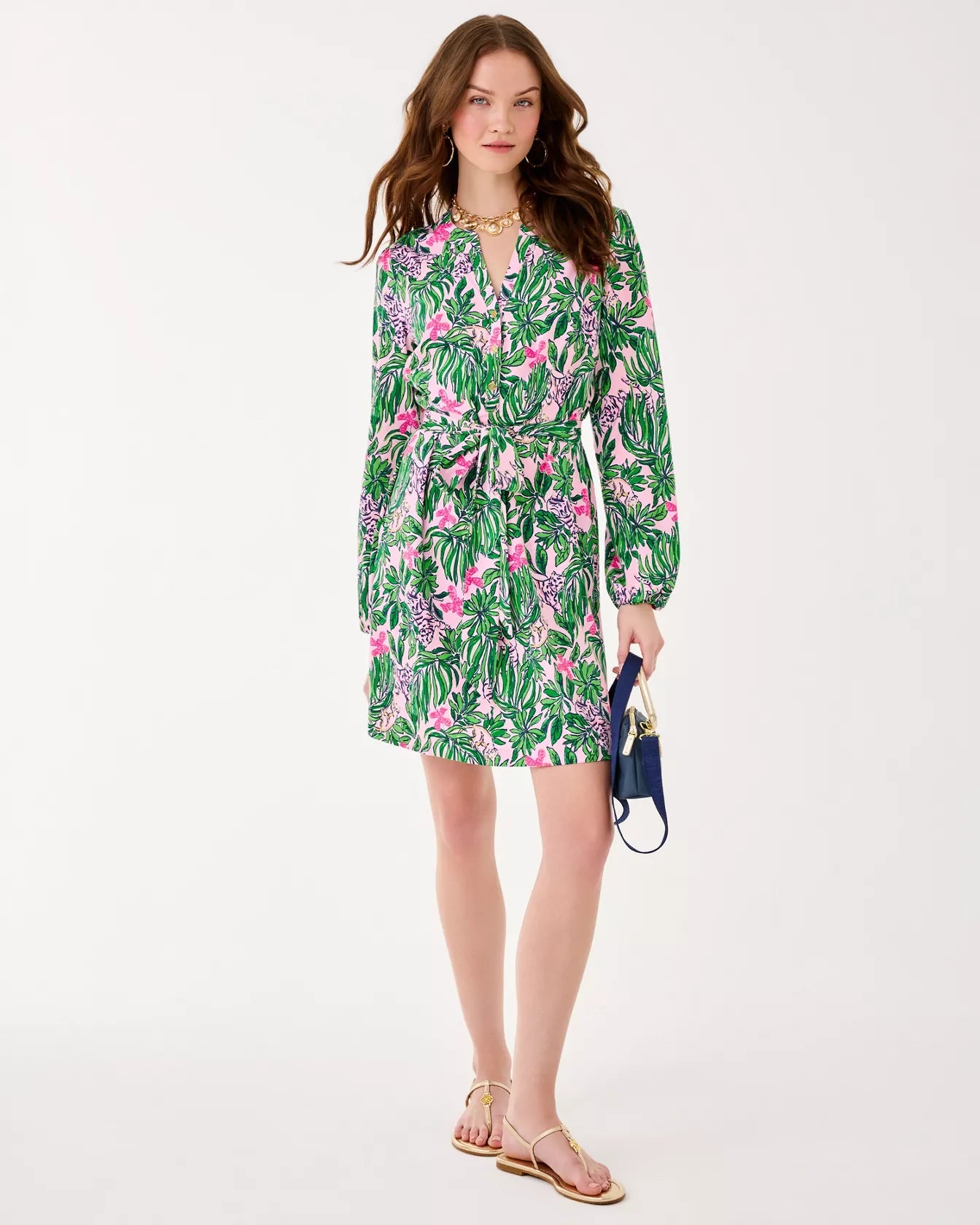 UPF 50+ Ensley Long Sleeve DressWomen - Dresses - A - Line/Easy DressesLILLY PULITZERThe Printed Peach Savannah