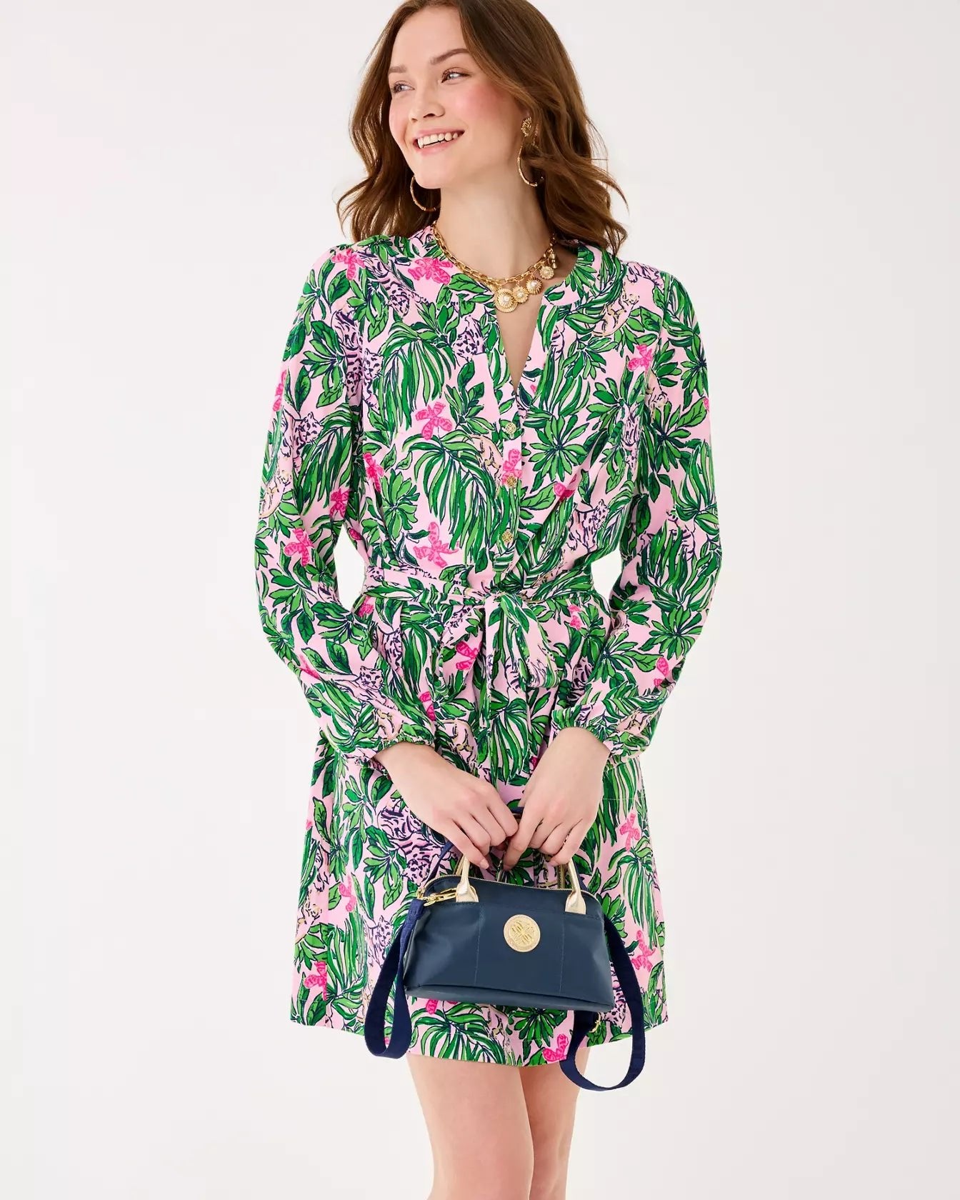 UPF 50+ Ensley Long Sleeve DressWomen - Dresses - A - Line/Easy DressesLILLY PULITZERThe Printed Peach Savannah