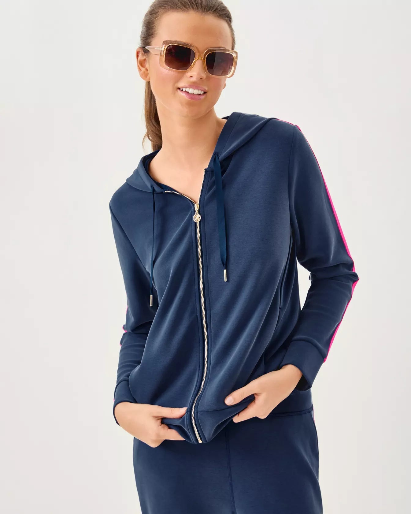 UPF 50+ Fenella Zip - Up HoodieWomens - Loungewear - TopsLILLY PULITZERThe Printed Peach Savannah
