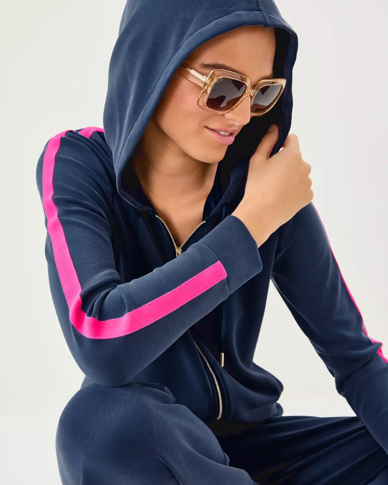 UPF 50+ Fenella Zip - Up HoodieWomens - Loungewear - TopsLILLY PULITZERThe Printed Peach Savannah