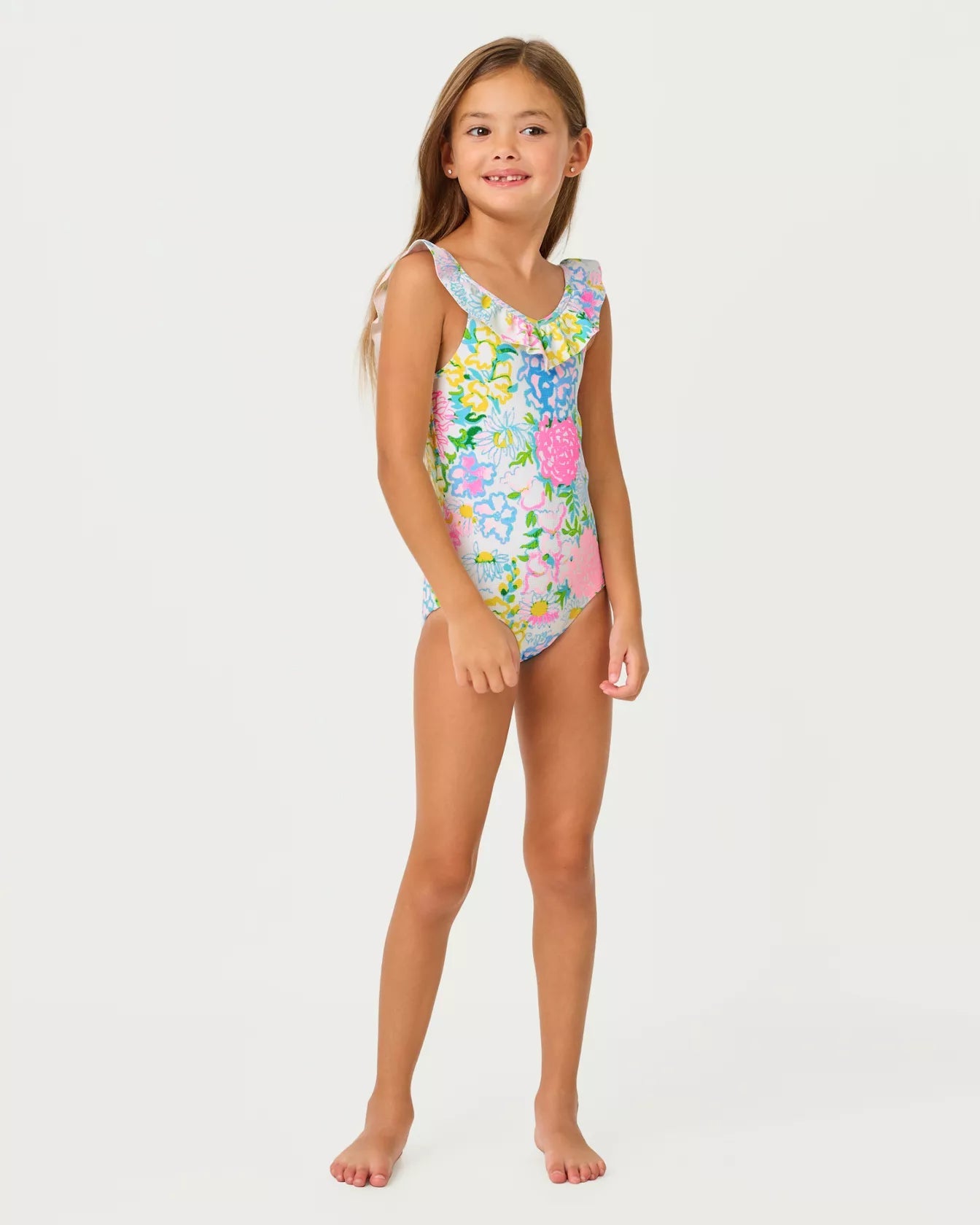 UPF 50+ Girls Janah SwimsuitGirlsLILLY PULITZERThe Printed Peach Savannah