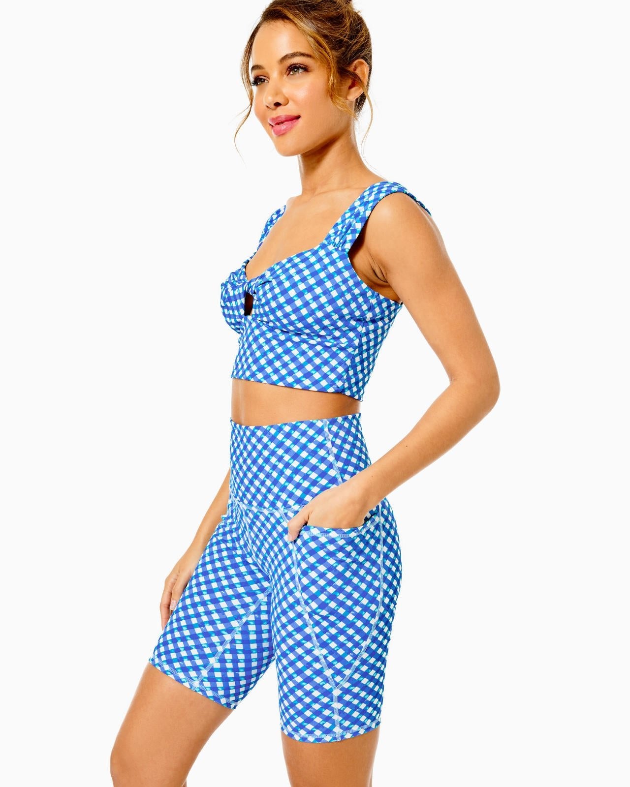 UPF 50+ Luxletic 8" South Beach High Rise Bike ShortWomen - Activewear - Active Bottoms - ShortsLILLY PULITZERThe Printed Peach Savannah