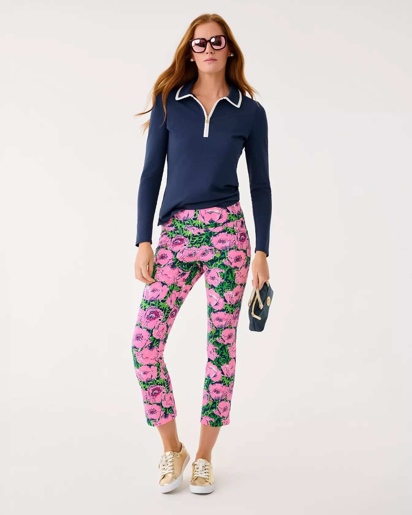 UPF 50+ Luxletic Frida Half Zip PoloActive - Active Outerwear - PulloversLILLY PULITZERThe Printed Peach Savannah