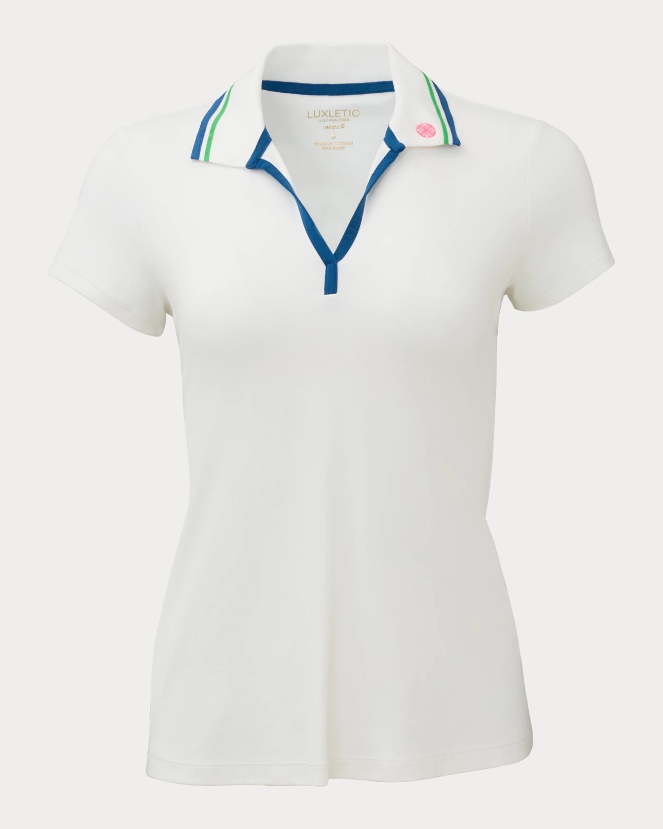 UPF 50+ Luxletic Frida PoloWomen - Active - Active Tops - PolosLILLY PULITZERThe Printed Peach Savannah