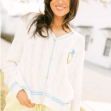 White & Blue 'In My Bride Era' Sequin & Pearl Button Up CardiganWomen - Cardigans & Vests - CardigansQueen of SparklesThe Printed Peach Savannah