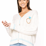White & Blue 'In My Bride Era' Sequin & Pearl Button Up CardiganWomen - Cardigans & Vests - CardigansQueen of SparklesThe Printed Peach Savannah