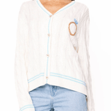 White & Blue 'In My Bride Era' Sequin & Pearl Button Up CardiganWomen - Cardigans & Vests - CardigansQueen of SparklesThe Printed Peach Savannah