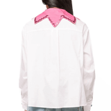 White Button Up Flower Collar Cotton Long Sleeve TopWomen - Tops - BlousesQueen of SparklesThe Printed Peach Savannah