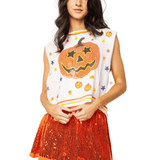 White Full Sequin Pumpkin & Small Icon VestWomen - Tops - TanksQueen of SparklesThe Printed Peach Savannah
