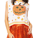 White Full Sequin Pumpkin & Small Icon VestWomen - Tops - TanksQueen of SparklesThe Printed Peach Savannah