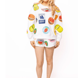 White Multi Fruit Sticker SweatshirtWomen - Tops - Sweatshirts & PopoversQueen of SparklesThe Printed Peach Savannah