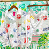 White Multi Passport Stamp ShortQueen of SparklesThe Printed Peach Savannah