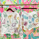 White Outline Rainbow Under The Sea Icon ShortQueen of SparklesThe Printed Peach Savannah