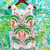 White Palm Tree & Jaguar Cotton Tank DressQueen of SparklesThe Printed Peach Savannah