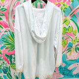 White QOS Card Terry Cloth Zip CoverupQueen of SparklesThe Printed Peach Savannah