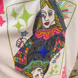 White QOS Card Terry Cloth Zip CoverupQueen of SparklesThe Printed Peach Savannah