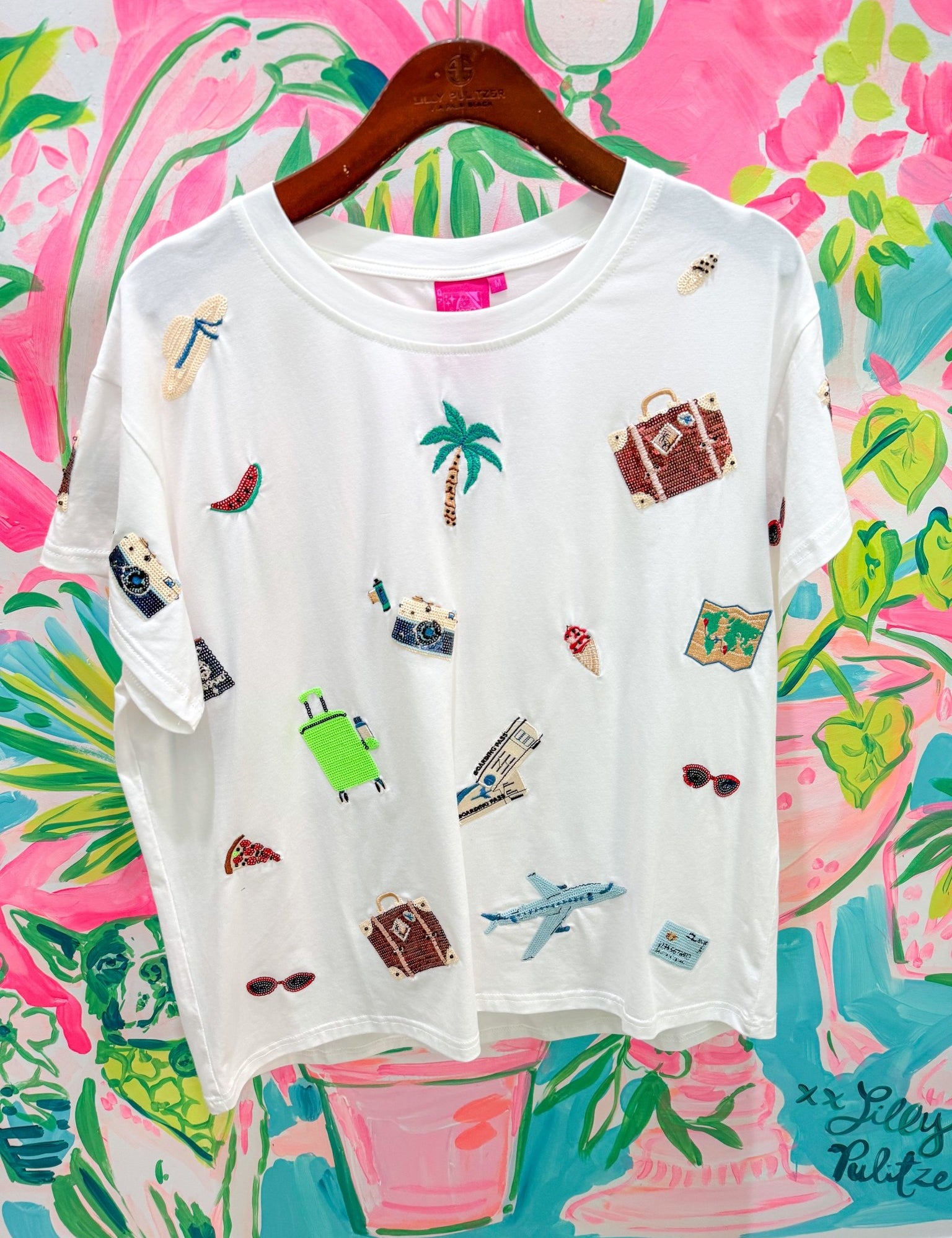 White Travel Icon TeeQueen of SparklesThe Printed Peach Savannah