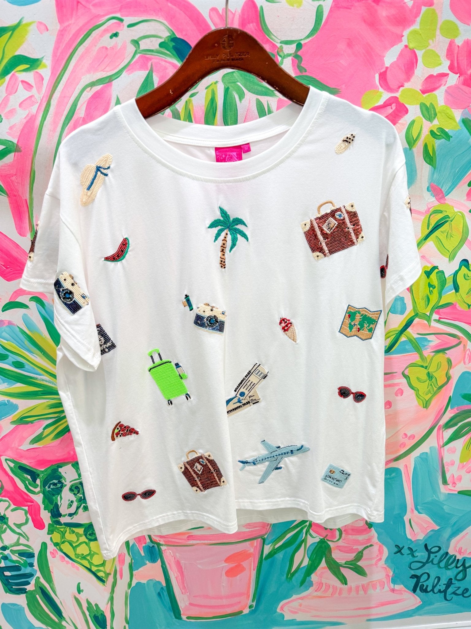 White Travel Icon TeeQueen of SparklesThe Printed Peach Savannah