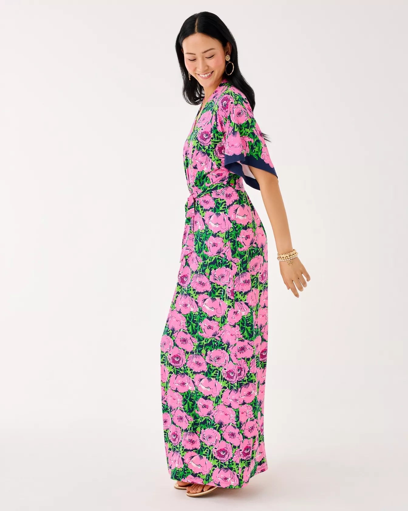 Wisteria Elbow Sleeve V - neck Maxi DressDresses - Fit & Flare DressesLILLY PULITZERThe Printed Peach Savannah