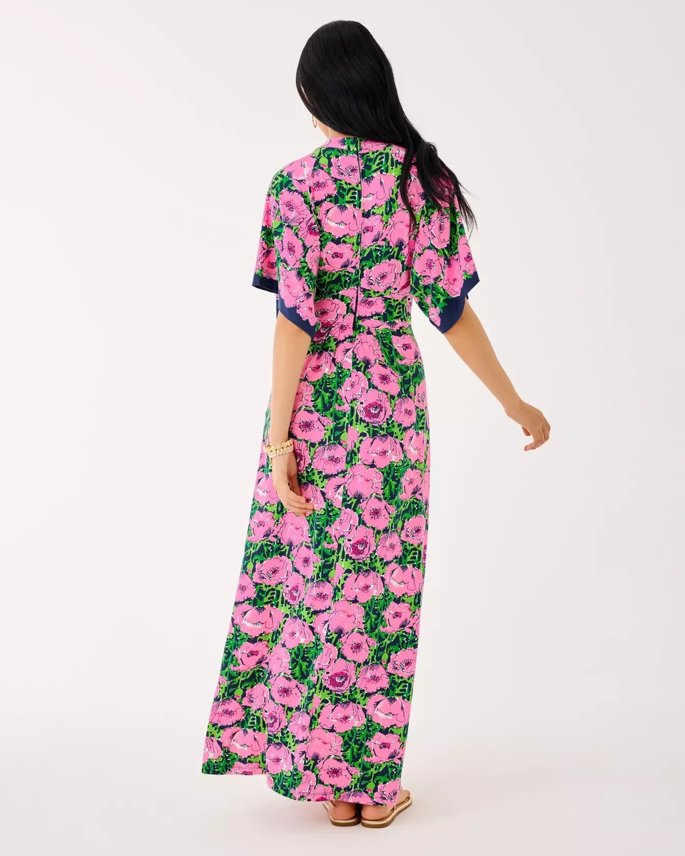 Wisteria Elbow Sleeve V - neck Maxi DressDresses - Fit & Flare DressesLILLY PULITZERThe Printed Peach Savannah