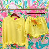 Yellow Tonal QOS Logo Tie ShortQueen of SparklesThe Printed Peach Savannah