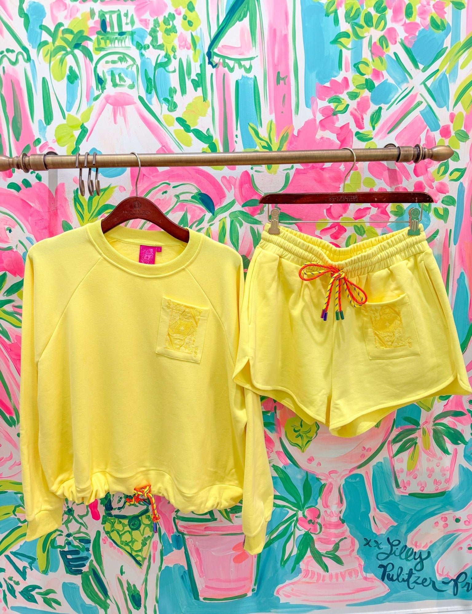 Yellow Tonal QOS Logo Tie ShortQueen of SparklesThe Printed Peach Savannah