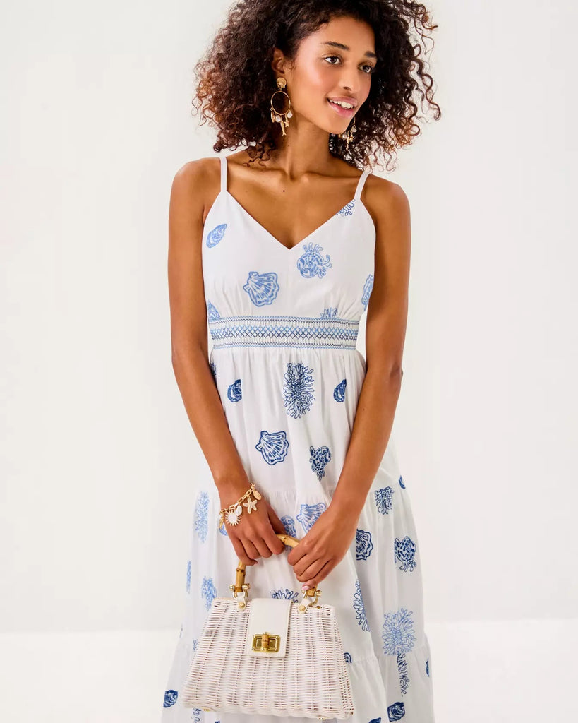 Zanna Embroidered Cotton Midi DressHeartland Retail ItemsLILLY PULITZERThe Printed Peach Savannah