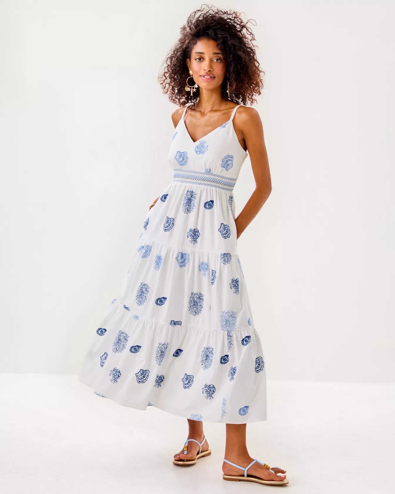 Zanna Embroidered Cotton Midi DressHeartland Retail ItemsLILLY PULITZERThe Printed Peach Savannah