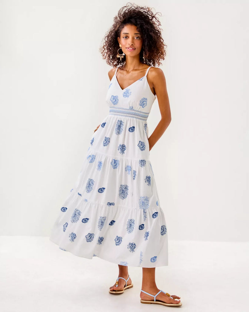 Zanna Embroidered Cotton Midi DressHeartland Retail ItemsLILLY PULITZERThe Printed Peach Savannah
