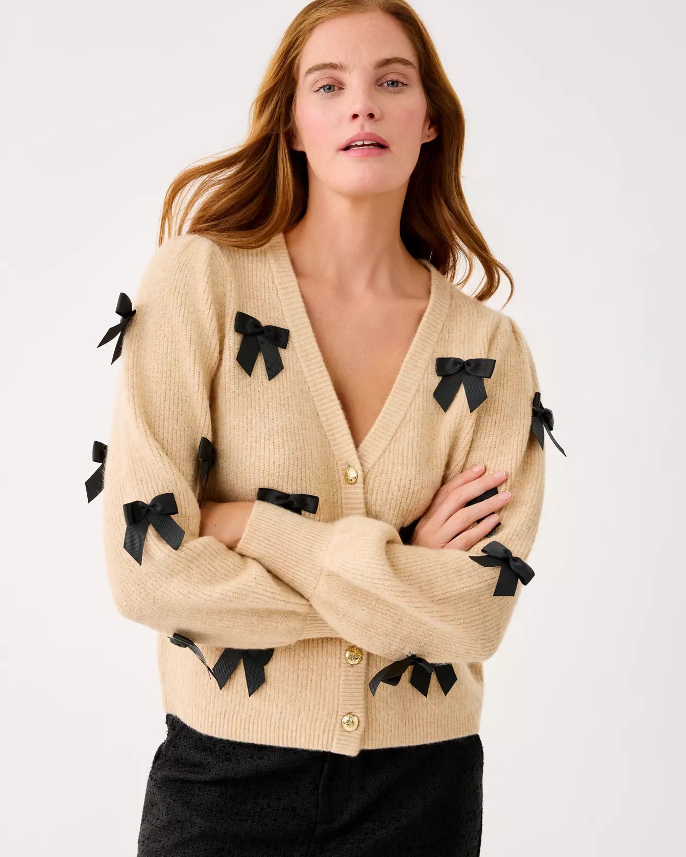 Zarie Bow CardiganWomen - Sweaters & Cardigans - Cardigans & VestsLILLY PULITZERThe Printed Peach Savannah